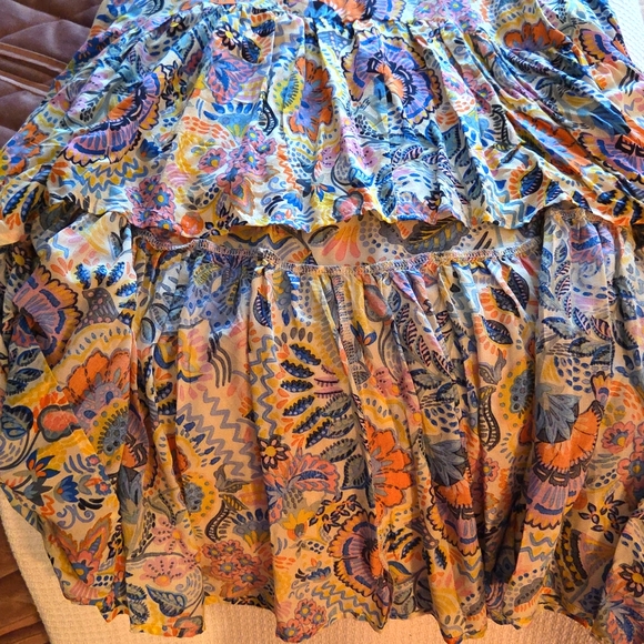 Vici Floral Maxi High- Low Dress in Blue and Yellow Floral Design With Tie - Picture 5 of 8